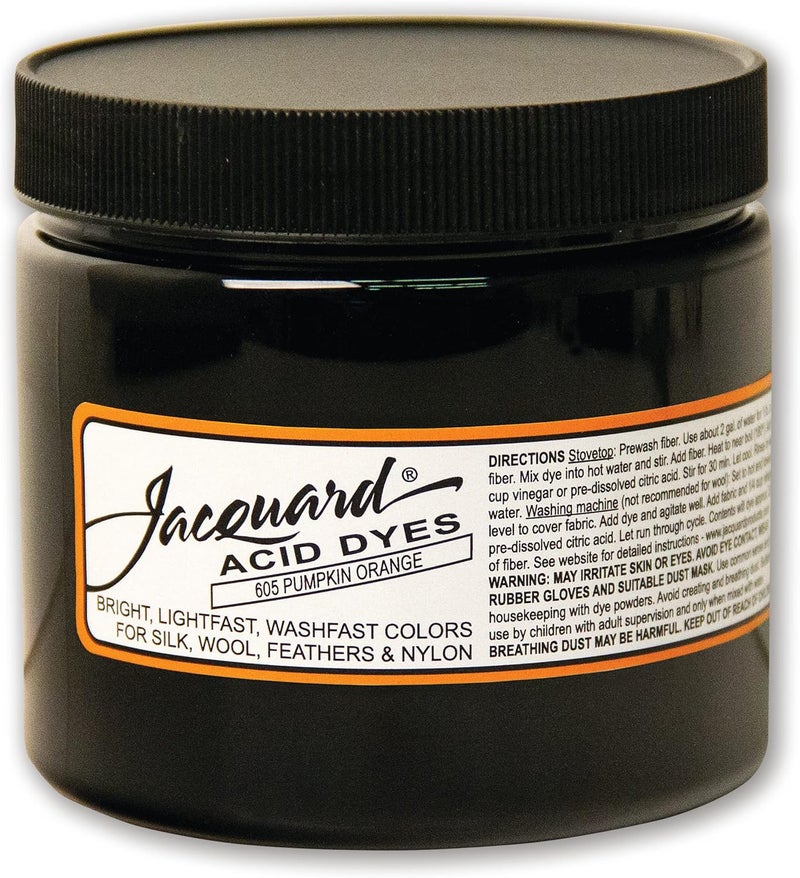 Jacquard Acid Dye 8oz Jar Pumpkin Orange  Acid Dye for Wool Silk Alpaca Feathers Cosplay Wigs and Nylon  Powder Wool Dye for Full Coverage Dyeing  Vibrant Acid Silk Dye - Image 1