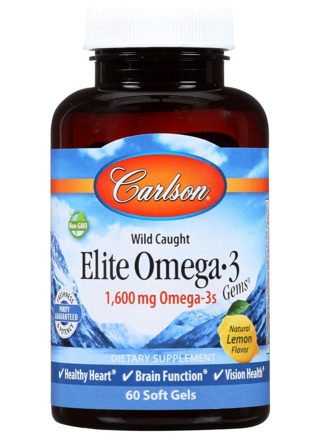 Carlson Labs Elite Omega-3 Gems Fish Oil 1250mg, 60 Softgels