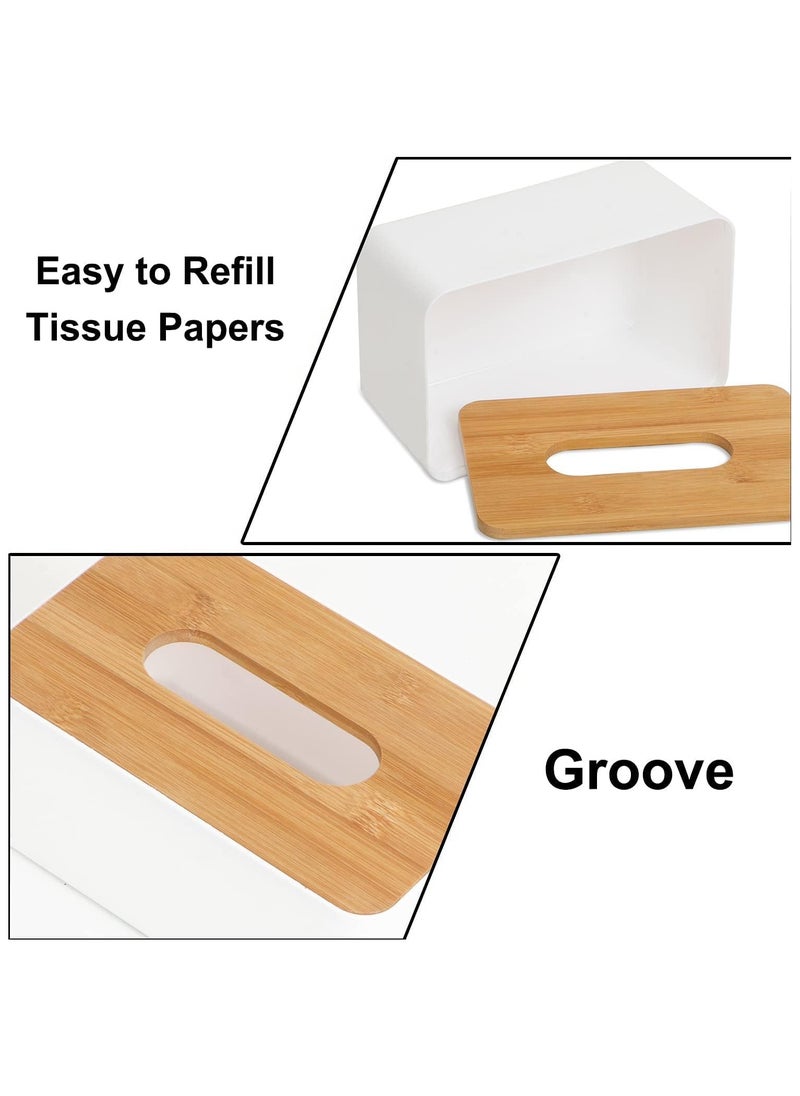 Generic Square Shape Wooden Cover Plastic Tissue Box Holder - Paper Napkin Holder Case -Tissue Holder Dispenser Organizer for Car Decor Home Room Hotel  - Image 5