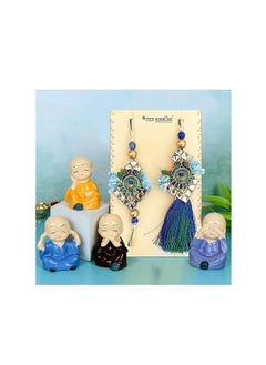 TIED RIBBONS Rakhi for Bhaiya Bhabhi with Gifts - Premium Bhaiya Bhabhi Rakhi with Mini Idols Statues Roli Chawal and Mini Greeting Card - Rakhi for Brother and Bhabhi with Gift