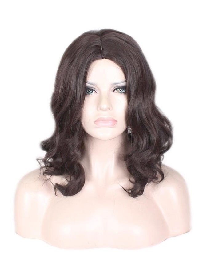 NIBEMINENT Natural Looking Curly Wig Dark Brown 40cm