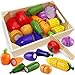 Airlab Wooden Play Food for Kids Kitchen Toys for Toddlers Cutting Pretend Toy Food Wooden Fruits Vegetables Gift for Boys Girls Educational Toys - Image 4