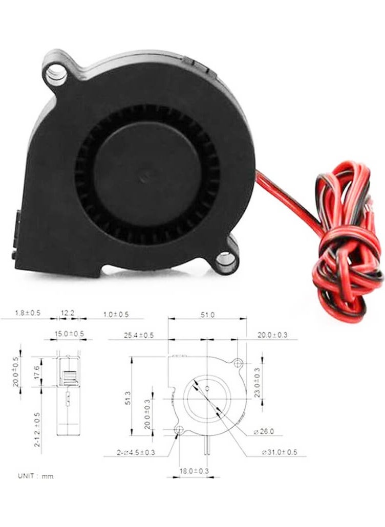 Koodmax - 5015 12V Dc Snail Fan 12V 2-Pin 3D Printer Cooling Fan Centrifugal Blower Brushless Fan - Image 1
