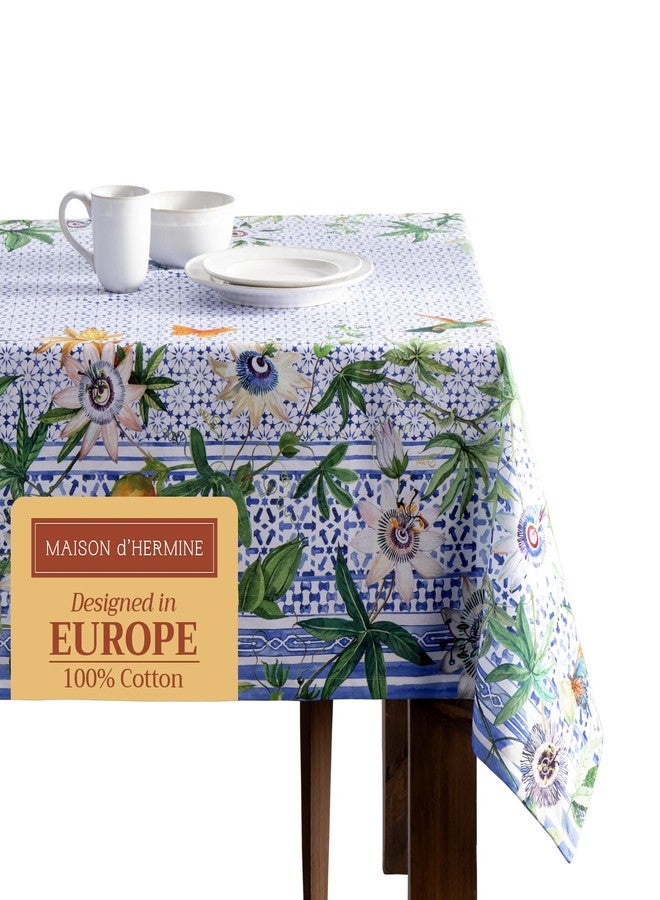 Maison d' Hermine Table Cloth Rectangle Table 100% Cotton 60 x 108 Inches Tablecloth Reusable Decorative for Dining Room, Farmhouse, Home, Party, Festive & Wedding Spring Summer - Passiflora - Image 1