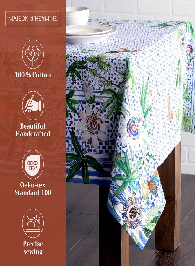 Maison d' Hermine Table Cloth Rectangle Table 100% Cotton 60 x 108 Inches Tablecloth Reusable Decorative for Dining Room, Farmhouse, Home, Party, Festive & Wedding Spring Summer - Passiflora - Image 2