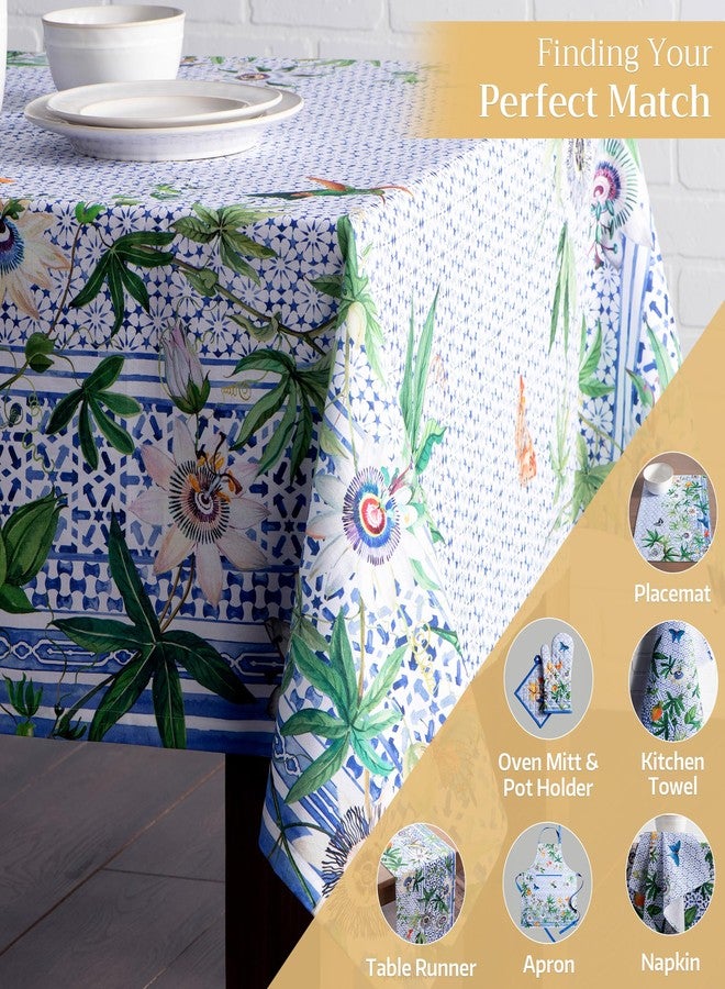 Maison d' Hermine Table Cloth Rectangle Table 100% Cotton 60 x 108 Inches Tablecloth Reusable Decorative for Dining Room, Farmhouse, Home, Party, Festive & Wedding Spring Summer - Passiflora - Image 5