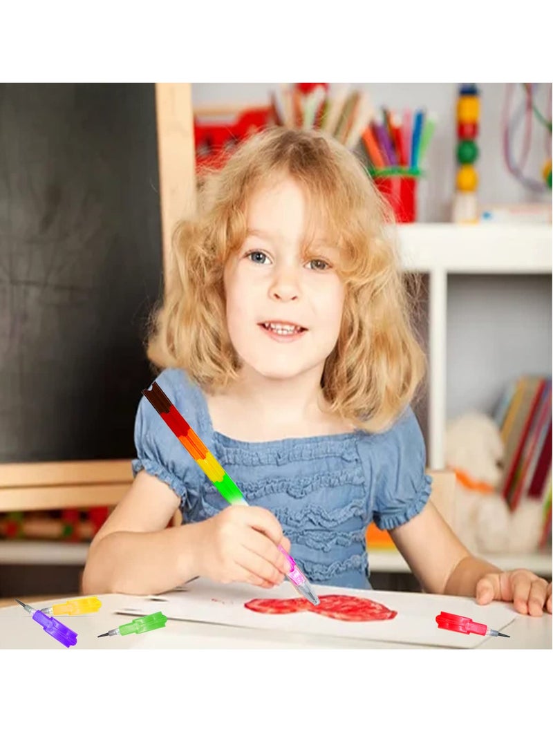 Excefore Stacking Pencils, 30 Pcs Non-Sharpening Stackable Pencil, Rainbow Buildable Pencil for Kids Writing, Drawing, Party Favor, School Supplies (8 Color) - Image 4