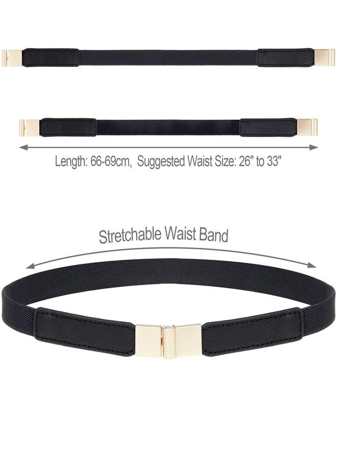 EAONE Skinny Waist Belts for Women 5 Pack, Fashion Stretchy Retro Elastic Leather Belts for Dresses - Image 3