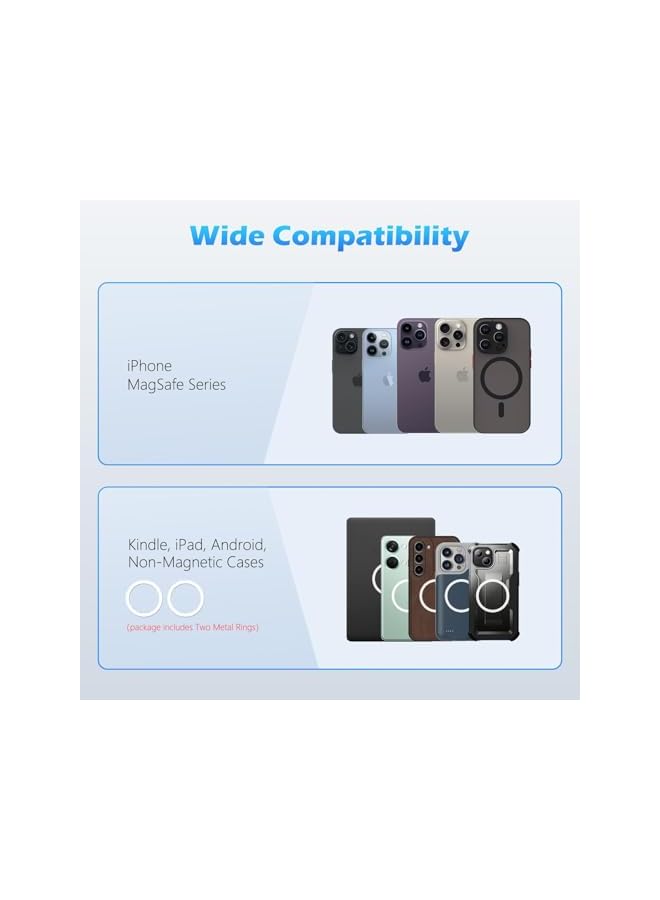 S-TOP Magnetic Base Compatible with PopSocket Phone Grips and MagSafe iPhone Series Case, Removable Kindle/Phone Holder Base, Thin & Light Portable Plate, Matte Clear - Image 4