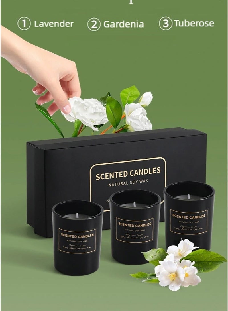 كيلا مجموعة من 3 شموع معطرة، ثلاث روائح مختلفة، شموع برائحة الزهور، عطر قوي يدوم طويلاً، شمعة هدية - Image 1