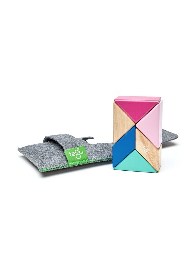 Tegu 6 Piece Tegu Pocket Pouch Prism Magnetic Wooden Block Set, Blossom  - Image 1