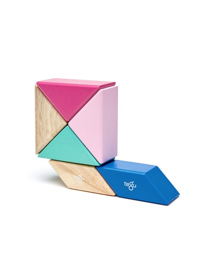 Tegu 6 Piece Tegu Pocket Pouch Prism Magnetic Wooden Block Set, Blossom  - Image 4