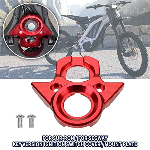 BILLFARO Motorcycle Ignition Key Switch Cover,Dirt Bike Aluminum Key Version Ignition Lock Cylinder Cover Mount Plate for Sur Ron Light Bee X/S for Segway X160/X260 (Red) - Image 5