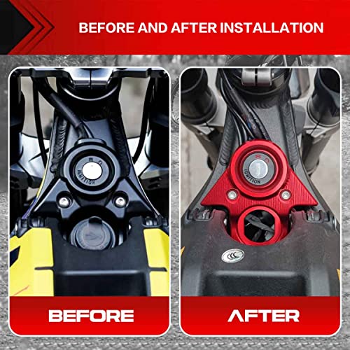 BILLFARO Motorcycle Ignition Key Switch Cover,Dirt Bike Aluminum Key Version Ignition Lock Cylinder Cover Mount Plate for Sur Ron Light Bee X/S for Segway X160/X260 (Red) - Image 3