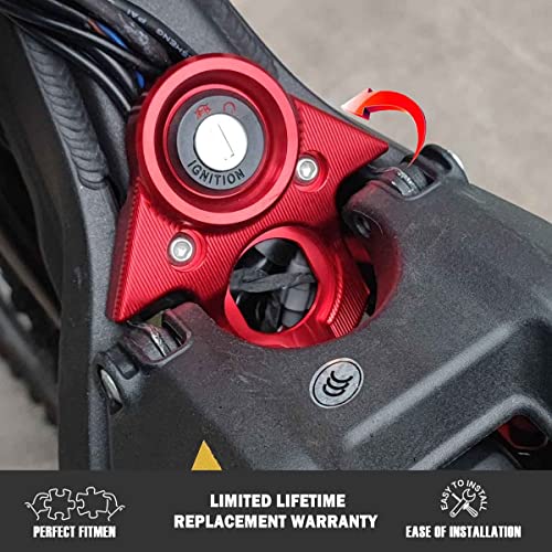 BILLFARO Motorcycle Ignition Key Switch Cover,Dirt Bike Aluminum Key Version Ignition Lock Cylinder Cover Mount Plate for Sur Ron Light Bee X/S for Segway X160/X260 (Red) - Image 4