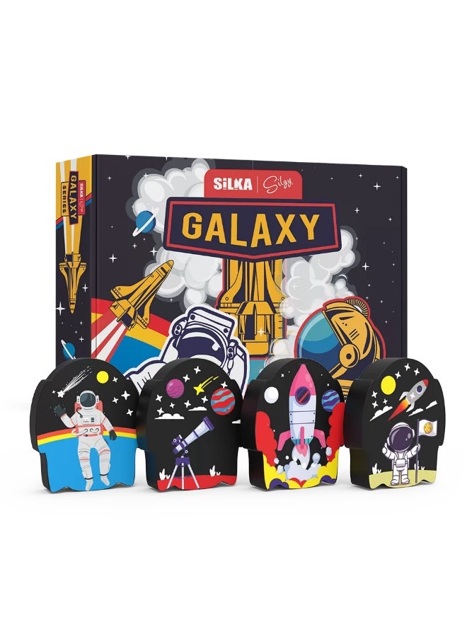 Silka Galaxy Outer Space Toy Erasers Set for School Stationery, Dust-Free Graphite Pencil Rubber Eraser, PVC-Free, Model ART.55 - Pack of 36 Pieces - Image 1