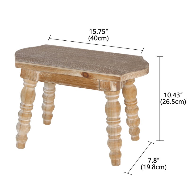 dwellington Wooden Bathroom Wood Foot Stool for Adults Kids, Bedside Step Planter Stool for Kitchen(Natural) - Image 4