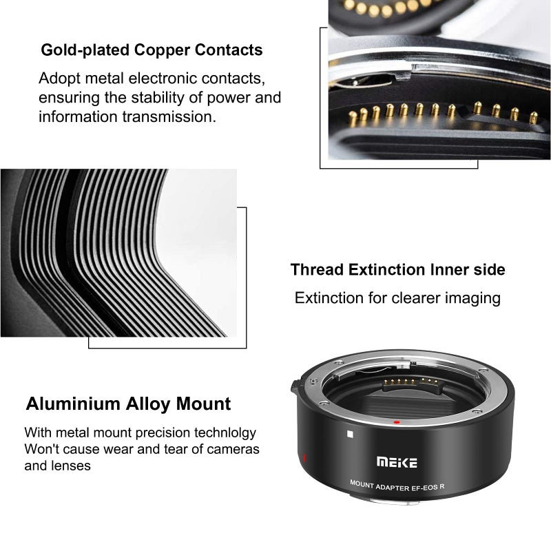 Meike محول عدسة ميكي المعدنية EF-EOSR مع التركيز التلقائي لكاميرات كانون EF/EF-S إلى EOS-R EOS-RP R5 R6 R7 R10 C70 و RED كومودو - Image 3