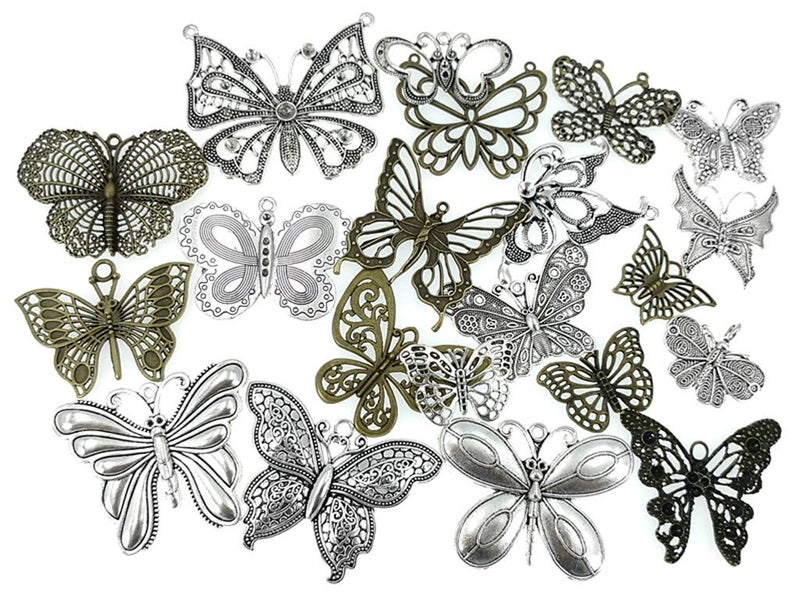 Kinteshun Assorted Butterfly Charm Pendant Connector For Diy Jewelry Making Findings(21Pcs Big Size) - Image 2