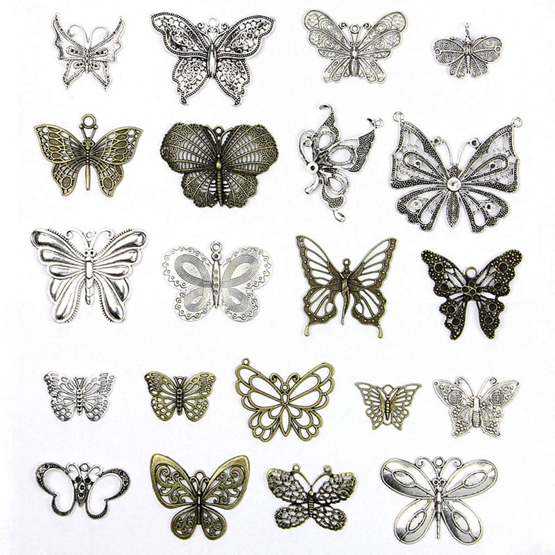 Kinteshun Assorted Butterfly Charm Pendant Connector For Diy Jewelry Making Findings(21Pcs Big Size) - Image 1