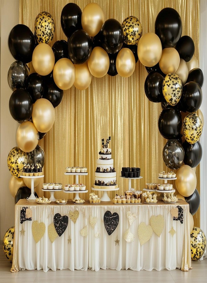 Htper 10x10 ft Gold Sequin Backdrop Curtain Panels for Parties, Wrinkle Free Glitter Photo Backdrop Drapes 2 Panels 5x10FT Shimmer Back Drop Cloth for Wedding Birthday Christmas Photography Background - Image 3