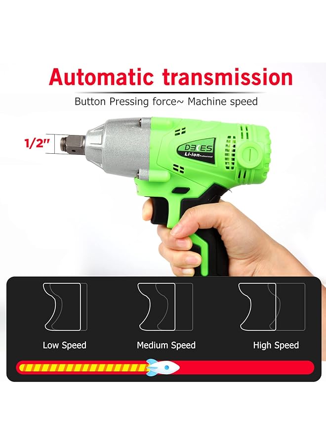erorex Cordless Impact Wrench 1 2 Impact Gun W Battery And Charger Max Torque 320N.M 6Pcs Impact Driver Sockets Electric Impact Wrench Set W Variable Speed For Car Tires  - Image 3