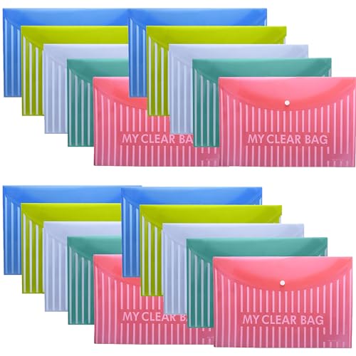 Shuban Premium A4 File Folder with Button Closure | Document Organizer for Office, School & Travel | Waterproof Plastic Folder (20 Pcs) - Image 1