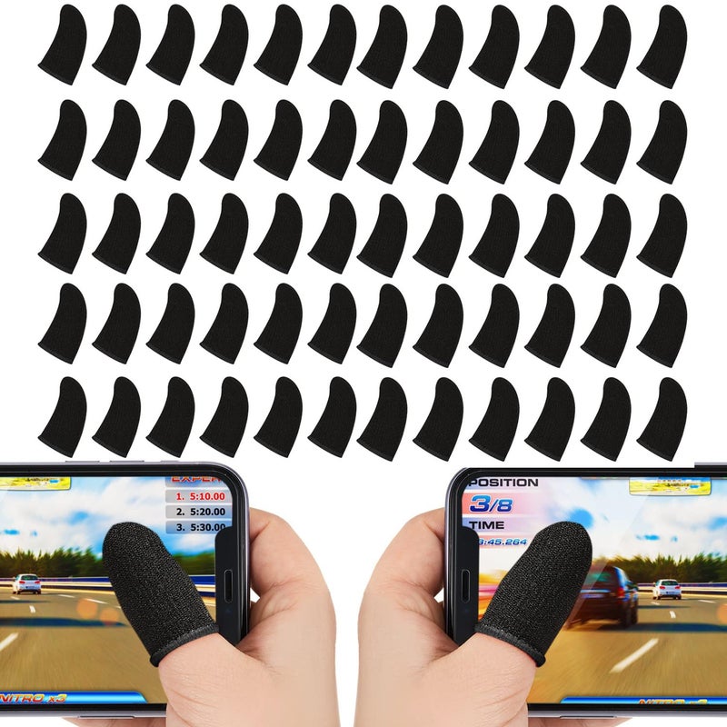JOYUS Finger Sleeves for Gaming, Gamer Thumb Sleeves Mobile Gaming Stabilizer Compression Support Sleeve, PUBG Finger Gloves for Gaming Mobile Phone Game Finger Covers Wrap, Black, 30 Pairs - Image 1