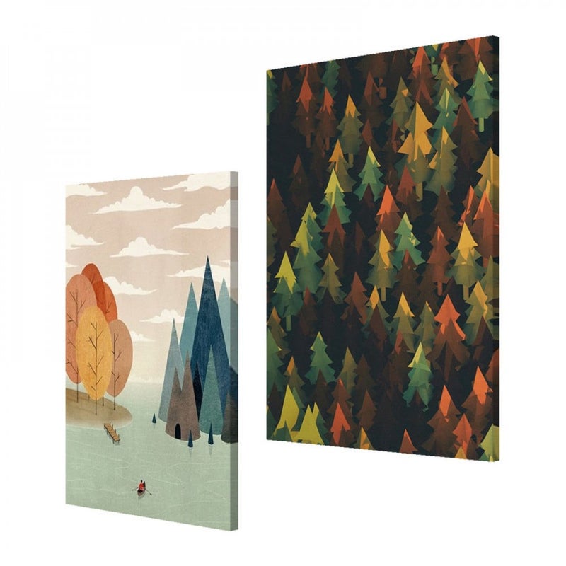 Marktna Double canvas painting with a forest design, total size 80x60 cm - Image 2