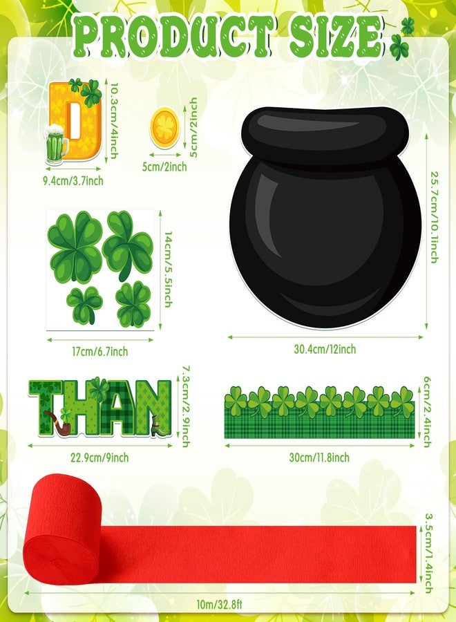 Qilery St. Patrick's Day Bulletin Board Set with Honeycomb Pot Gold Lucky Green Shamrock Cutouts for Classroom School Decorations Happy St Patrick's Day Paper Cutouts Wall Decor Party Supplies - Image 2