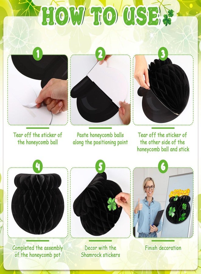 Qilery St. Patrick's Day Bulletin Board Set with Honeycomb Pot Gold Lucky Green Shamrock Cutouts for Classroom School Decorations Happy St Patrick's Day Paper Cutouts Wall Decor Party Supplies - Image 3