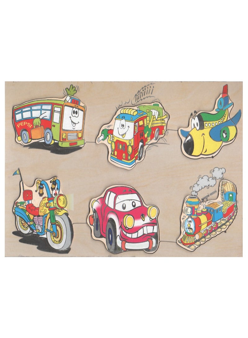 Wooden Transportation Puzzle With Arabic Number Cards - Image 1