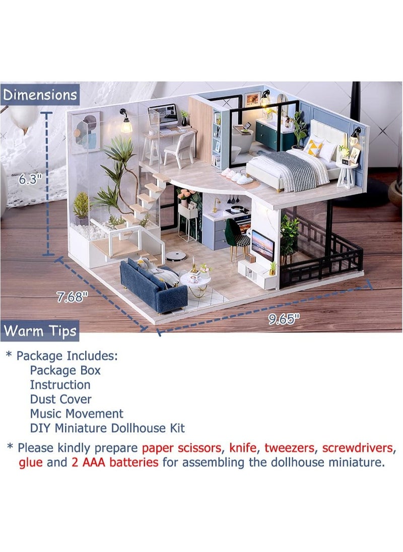 Gonice - Gonice Miniature Dollhouse Kit with Furniture, 1:24 Scale Creative Room Mini Wooden Doll House Accessories Plus Dust Proof & Music Movement for Kids Teens Adults(Satisfied Time) - Image 1