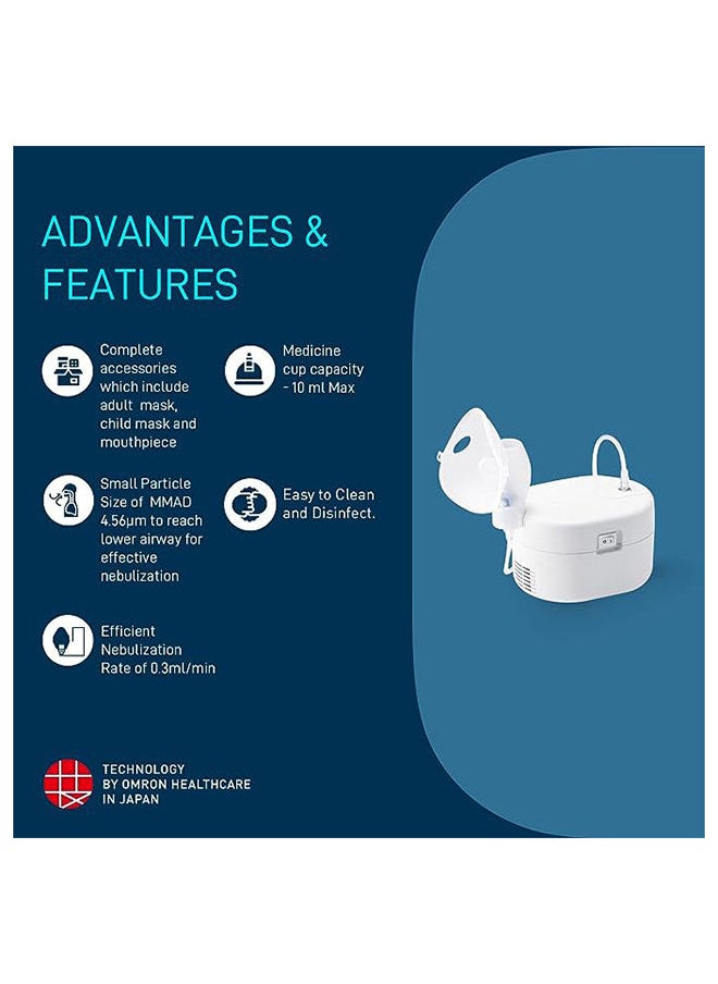 Omron بخاخات ضاغطة فائقة الصغر ومنخفضة الضوضاء للأطفال والكبار، باللون الأبيض  - Image 4