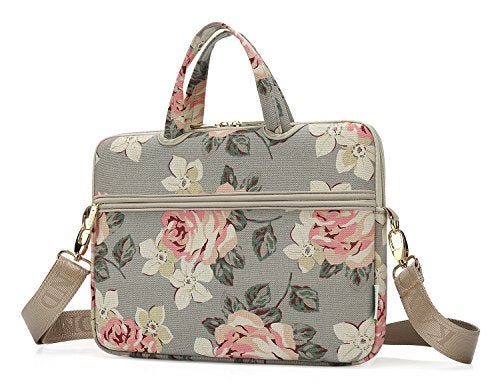kayond White Rose Patten water resistant Laptop Shoulder Messenger Bag Case Sleeve for 14 Inch 14.1 Inch Laptop,Laptop Briefcase - Image 2
