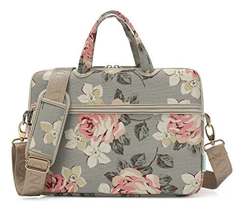 kayond White Rose Patten water resistant Laptop Shoulder Messenger Bag Case Sleeve for 14 Inch 14.1 Inch Laptop,Laptop Briefcase - Image 1