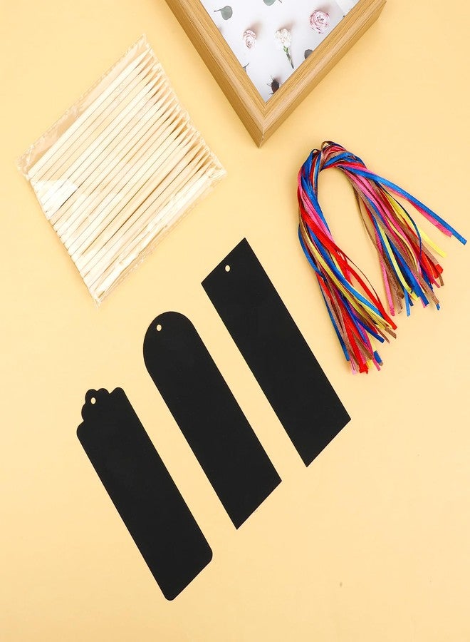 Dimeho Scratch Bookmarks, 48 Set Scratch Paper Art Bookmarks Craft Kits Party Favors Rainbow DIY Bookmark Hanging Gifts Tag with Scratching Tools Ribbon for Students Classroom Activities(3 Style) - Image 3