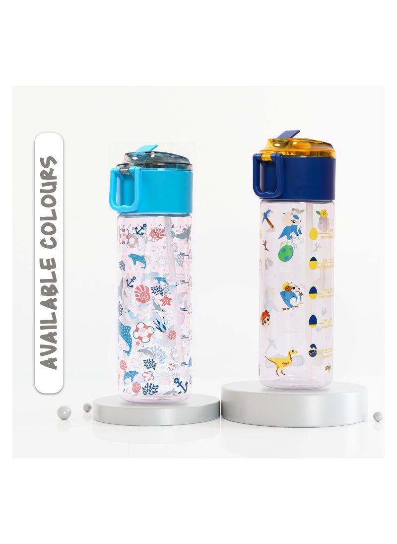 Eazy Kids - Tritan Water Bottle with Snack Box T-Rex Blue 450ml - Image 1