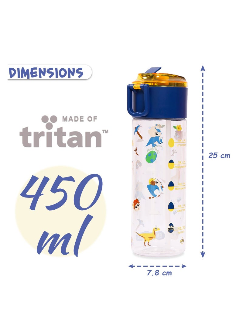 Eazy Kids - Tritan Water Bottle with Snack Box T-Rex Blue 450ml - Image 1