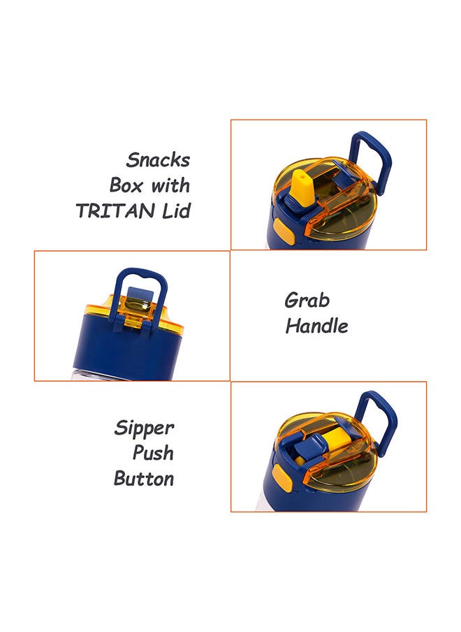 Eazy Kids - Tritan Water Bottle with Snack Box T-Rex Blue 450ml - Image 1