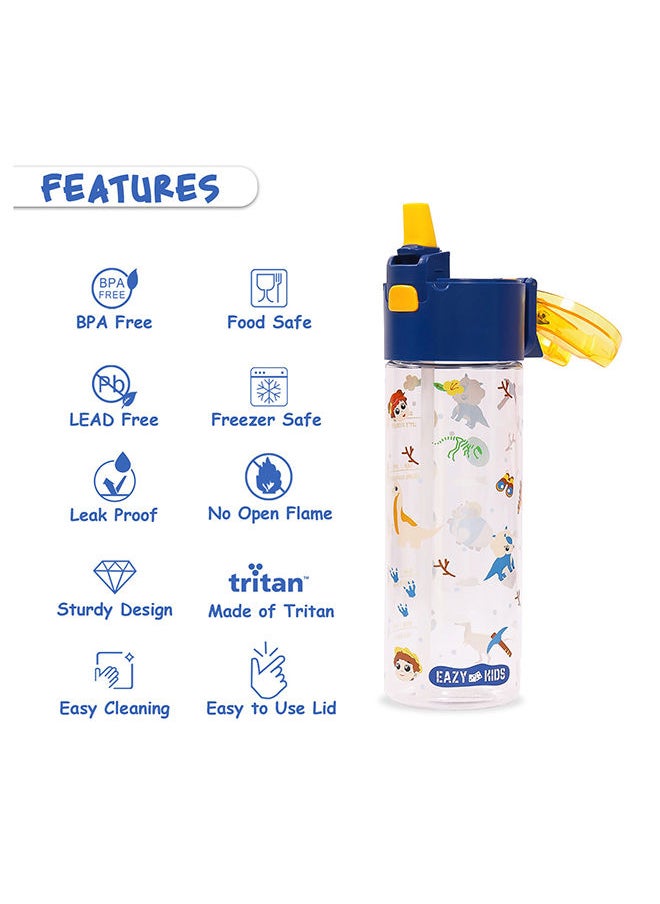 Eazy Kids - Tritan Water Bottle with Snack Box T-Rex Blue 450ml - Image 1