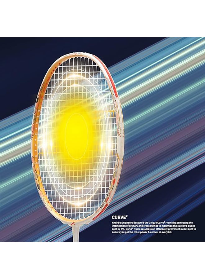 HUNDRED FLUTTER S ATTK Carbon Fibre Strung Badminton Racket with Full Racket Cover | For Intermediate Players | 84 grams | Maximum String Tension - 32lbs - Image 4