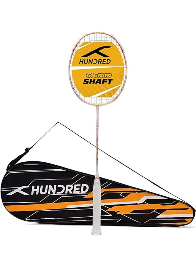HUNDRED FLUTTER S ATTK Carbon Fibre Strung Badminton Racket with Full Racket Cover | For Intermediate Players | 84 grams | Maximum String Tension - 32lbs - Image 1