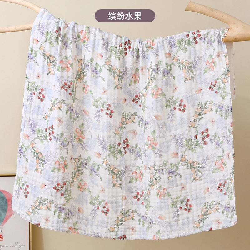Premium Cotton 6-Layer Gauze Bath Towel for Babies and Kids - Cartoon Design, All-Season Use