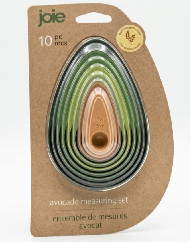 جوا طقم أكواب وملاعق قياس أفوكادو من جوي 10 قطع تصميم متداخل مع وعاء تخزين أدوات قياس مطبخ بلاستيك خالي من BPA لقياس دقيق للطبخ والخبز وتحضير الطعام - Image 1