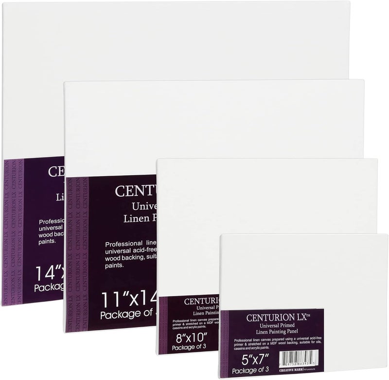 Centurion All-Media Primed Linen Panels - 6x12 3 Pack - 11oz Universal Primed Canvas Boards for Painting, Mounted on MDF Wood, Non-Warping, Ideal for Artists, Professionals, and Painters - Image 3