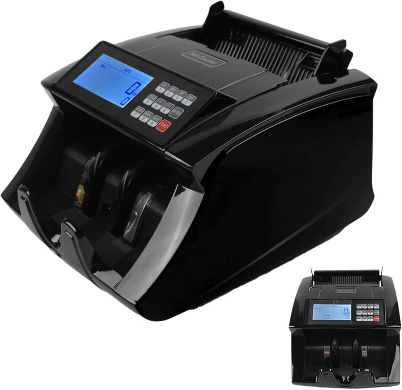 جيرزون ماكينة عد النقود، عداد الفواتير ذات القيمة، كشف التزييف بالأشعة فوق البنفسجية/المغنيسيوم/الأشعة تحت الحمراء، عد القيمة، أوضاع الإضافة والدفعة، شاشة LCD كبيرة، أسود - Image 1