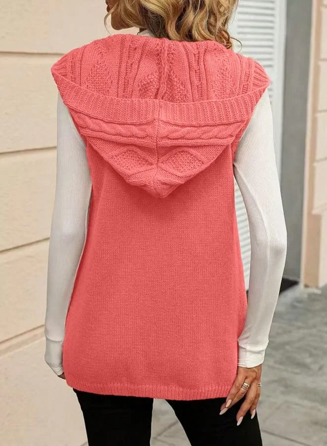 Take Two Take Two Plus Size Hooded Cable Knit Cardigan