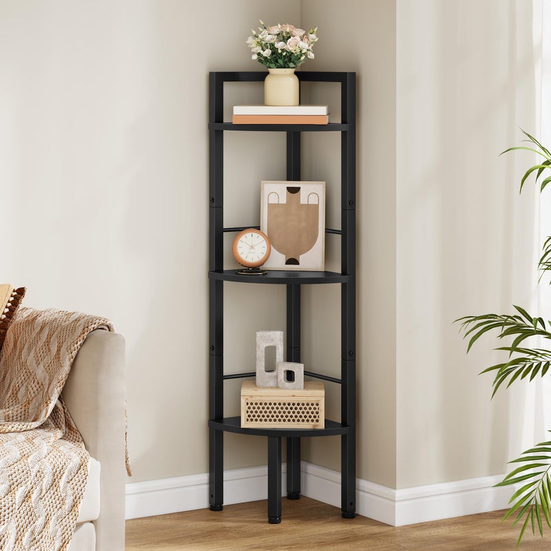 Tajsoon Small Corner Shelf Stand 3 Tier 39.6" Industrial Corner Ladder Shelves, Corner Display Shelf for Bedroom, Living Room, Office, Kitchen, Black - Image 1