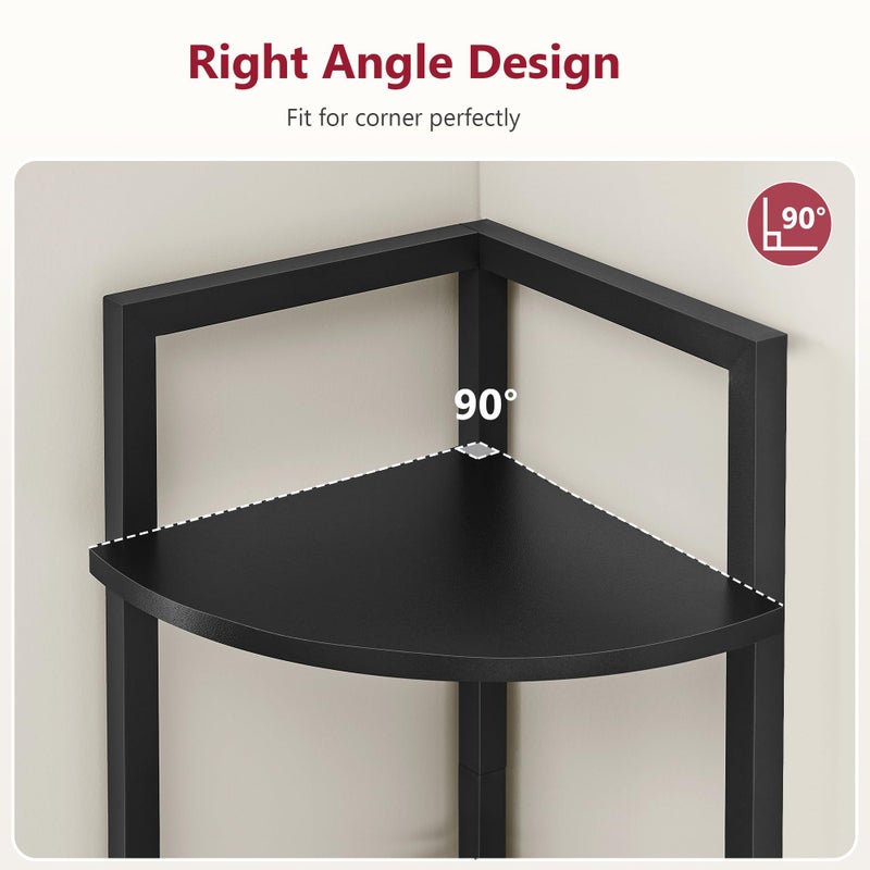 Tajsoon Small Corner Shelf Stand 3 Tier 39.6" Industrial Corner Ladder Shelves, Corner Display Shelf for Bedroom, Living Room, Office, Kitchen, Black - Image 3